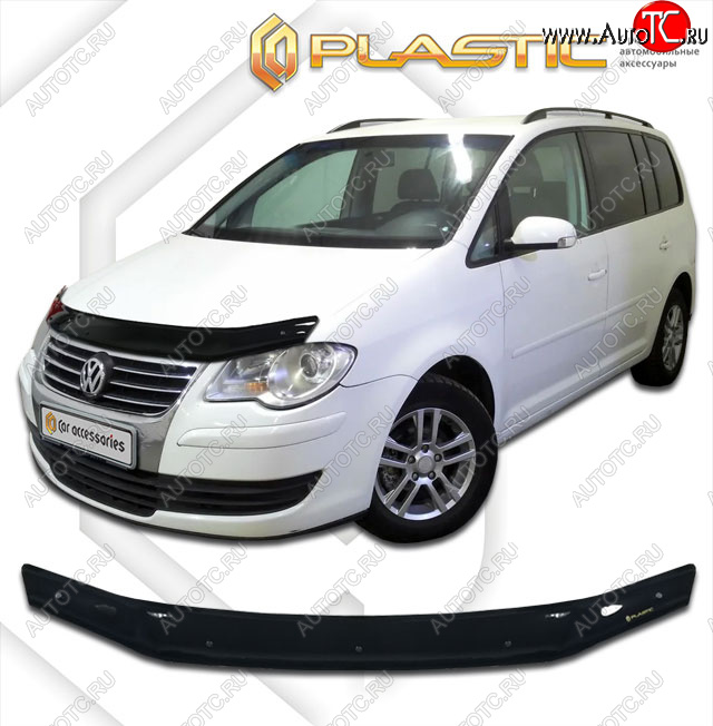 1 899 р. Дефлектор капота CA-Plastic Volkswagen Touran 1T 1-ый рестайлинг минивэн (2006-2010) (classic черный, без надписи)  с доставкой в г. Керчь