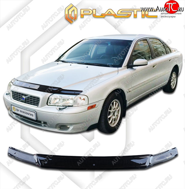 1 899 р. Дефлектор капота CA-Plastic  Volvo S80  TS седан (1998-2006) дорестайлинг, рестайлинг (classic черный, без надписи)  с доставкой в г. Керчь