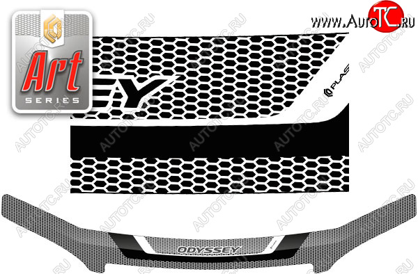 2 399 р. Дефлектор капота CA-Plastic  Honda Odyssey  2 (1999-2003) (серия ART белая)  с доставкой в г. Керчь