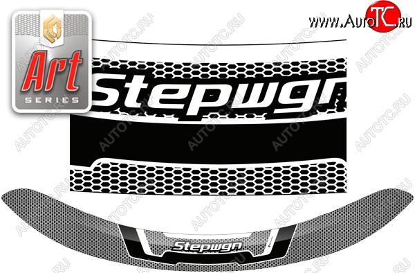 2 299 р. Дефлектор капота CA-Plastic  Honda StepWagon  5 RP1,RP2, RP3, RP4 (2015-2017) минивэн дорестайлинг (серия ART белая)  с доставкой в г. Керчь
