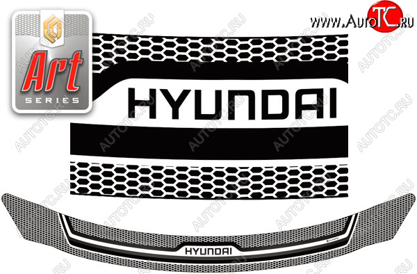 2 159 р. Дефлектор капота CA-Plastic  Hyundai I30  2 GD (2011-2017) дорестайлинг универсал, рестайлинг универсал (серия ART белая)  с доставкой в г. Керчь