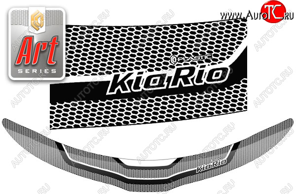 2 199 р. Дефлектор капота CA-Plastic  KIA Rio  3 QB (2011-2015) дорестайлинг седан (серия ART белая)  с доставкой в г. Керчь
