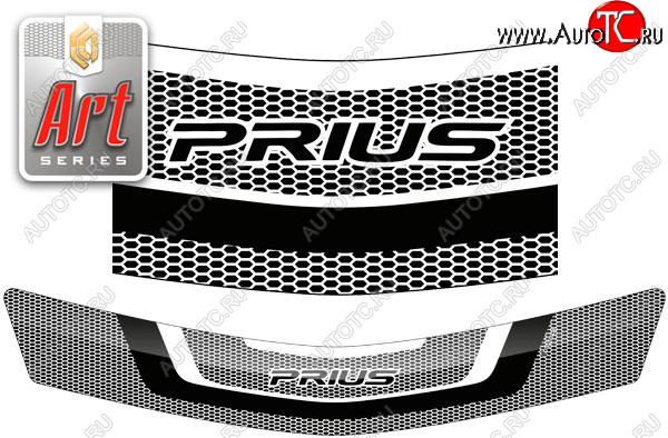 2 159 р. Дефлектор капота (правый руль) CA-Plastic  Toyota Prius  XW20 (2003-2011) дорестайлинг, рестайлинг (серия ART белая)  с доставкой в г. Керчь