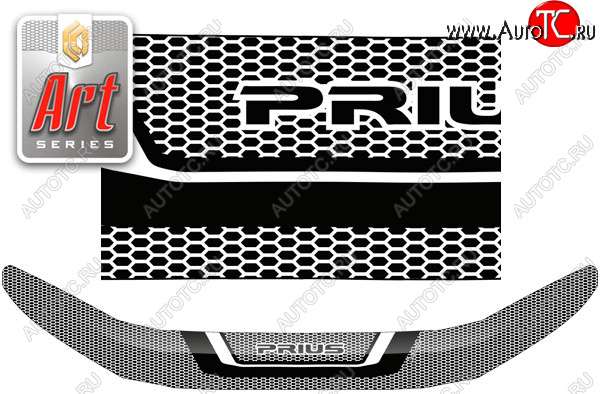 2 159 р. Дефлектор капота CA-Plastic  Toyota Prius  XW50 (2015-2025) дорестайлинг, рестайлинг (серия ART белая)  с доставкой в г. Керчь