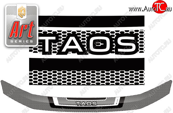 2 199 р. Дефлектор капота CA-Plastic  Volkswagen Taos (2020-2022) (серия ART белая)  с доставкой в г. Керчь