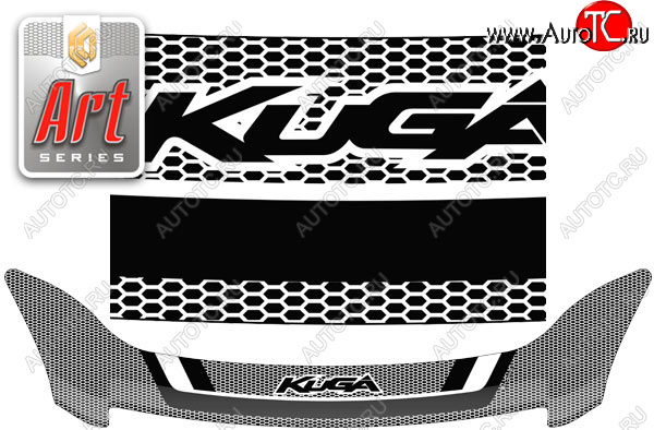 2 479 р. Дефлектор капота CA-Plastic  Ford Kuga  1 (2008-2013) (серия Art черная)  с доставкой в г. Керчь
