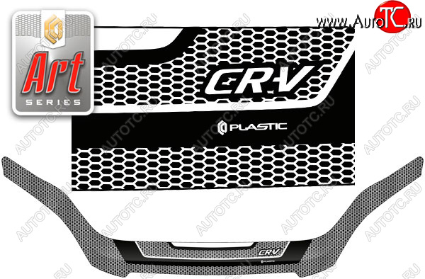 2 399 р. Дефлектор капота CA-Plastic  Honda CR-V  RE1,RE2,RE3,RE4,RE5,RE7 (2007-2010) дорестайлинг (Серия Art черная)  с доставкой в г. Керчь