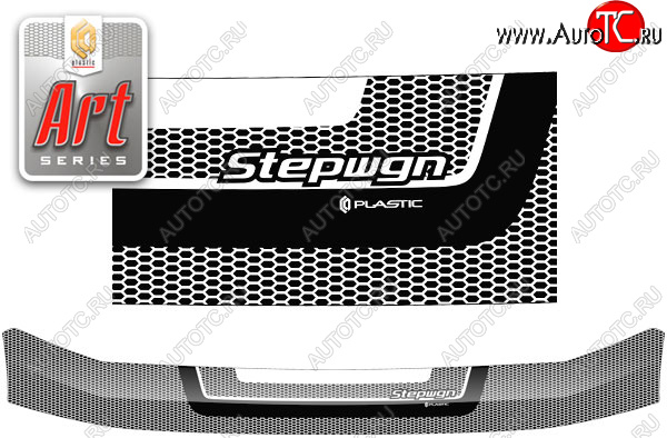 2 299 р. Дефлектор капота CA-Plastic  Honda StepWagon  RF3,RF4 (2003-2005) минивэн рестайлинг (Серия Art черная)  с доставкой в г. Керчь