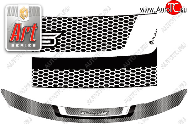 2 159 р. Дефлектор капота CA-Plastic  KIA Seltos (2019-2025) (Серия Art черная)  с доставкой в г. Керчь