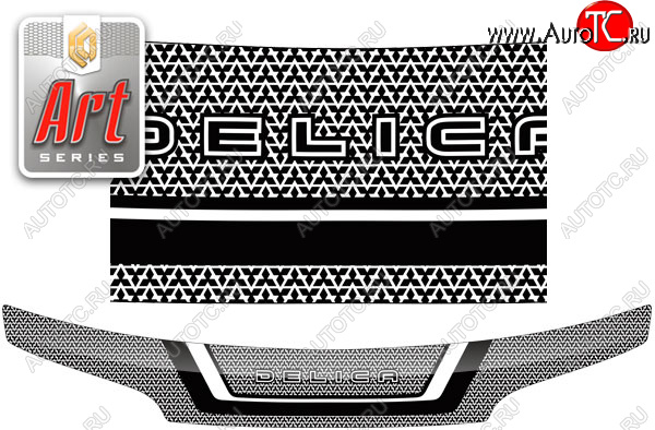 2 299 р. Дефлектор капота CA-Plastic  Mitsubishi Delica  4 (1994-1997) дорестайлинг (Серия Art черная)  с доставкой в г. Керчь