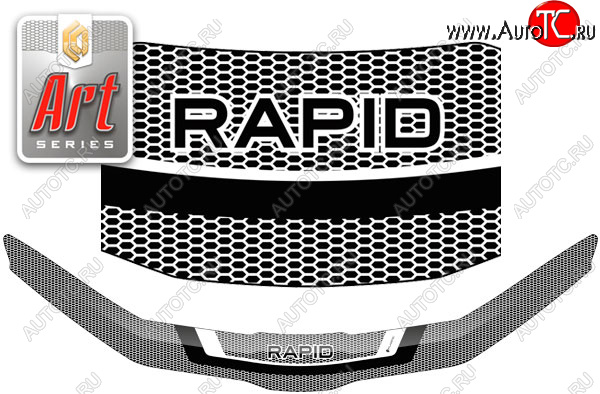 2 299 р. Дефлектор капота CA-Plastic  Skoda Rapid  MK2 (2019-2025) (Серия Art черная)  с доставкой в г. Керчь