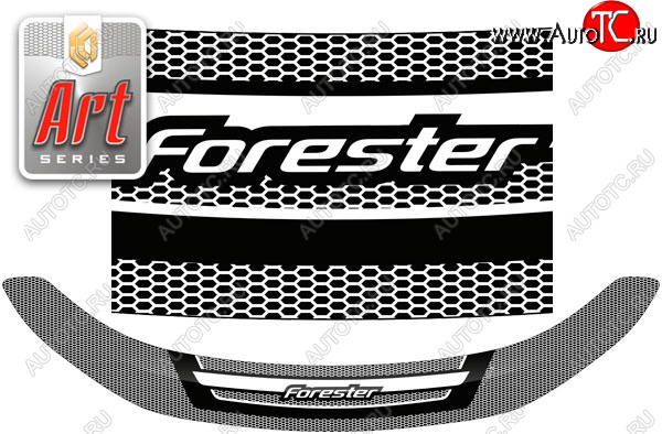 2 299 р. Дефлектор капота CA-Plastic  Subaru Forester  SH (2008-2013) (Серия Art черная)  с доставкой в г. Керчь