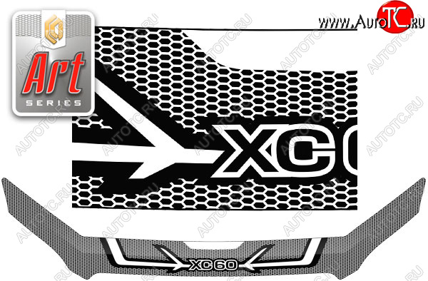 2 399 р. Дефлектор капота CA-Plastic  Volvo XC60 (2017-2022) (Серия Art черная)  с доставкой в г. Керчь