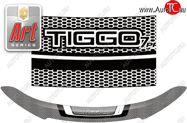 2 299 р. Дефлектор капота CA-Plastic  Chery Tiggo 7 PRO (2019-2025) (Серия Art графит)  с доставкой в г. Керчь