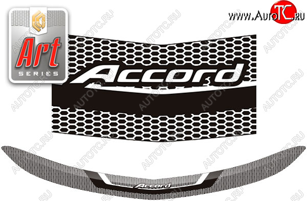 2 159 р. Дефлектор капота CA-Plastic  Honda Accord  8 CU (2008-2013) седан дорестайлинг, седан рестайлинг (серия ART графит)  с доставкой в г. Керчь