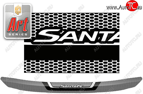 2 159 р. Дефлектор капота CA-Plastic  Hyundai Santa Fe  TM (2018-2022) дорестайлинг, рестайлинг (серия ART графит)  с доставкой в г. Керчь