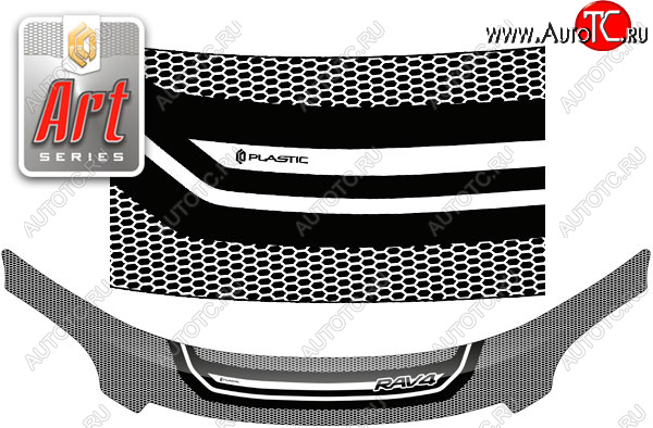 2 479 р. Дефлектор капота CA-Plastic  Toyota RAV4  XA30 (2010-2013) 5 дв. 2-ой рестайлинг, 5 дв. удлиненный 2-ой рестайлинг (Серия Art графит)  с доставкой в г. Керчь