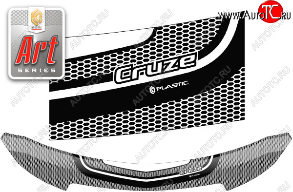 2 299 р. Дефлектор капота CA-Plastic  Chevrolet Cruze ( J300,  D2LC) (2009-2018) седан дорестайлинг, седан рестайлинг (Серия Art серебро)  с доставкой в г. Керчь