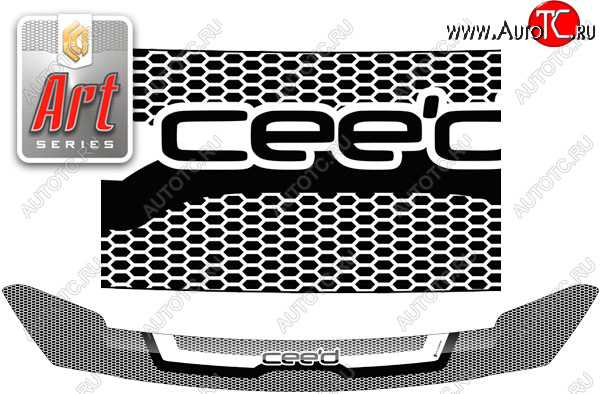 2 199 р. Дефлектор капота CA-Plastic  KIA Ceed  2 JD (2012-2015) дорестайлинг, хэтчбэк (Серия Art серебро)  с доставкой в г. Керчь