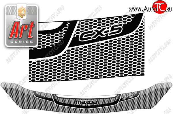 2 199 р. Дефлектор капота CA-Plastic Mazda CX-5 KE рестайлинг (2015-2017) (Серия Art серебро)  с доставкой в г. Керчь