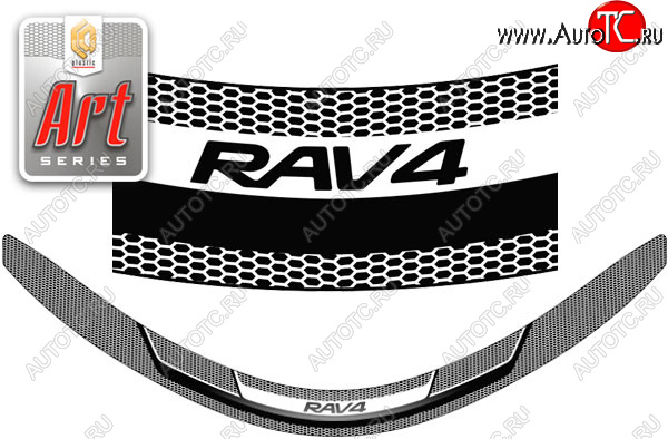 2 199 р. Дефлектор капота CA-Plastic  Toyota RAV4  XA40 (2015-2019) 5 дв. рестайлинг (Серия Art серебро)  с доставкой в г. Керчь