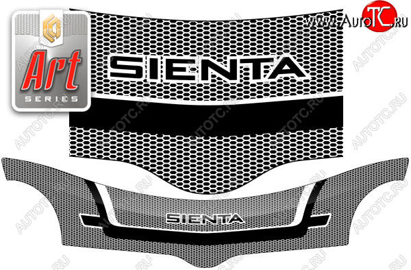 2 479 р.  Дефлектор капота CA-Plastic  Toyota Sienta  NCP80 (2003-2015) дорестайлинг, 1-ое пополение 1-ый рестайлинг, 2-ой рестайлинг (Серия Art серебро)  с доставкой в г. Керчь