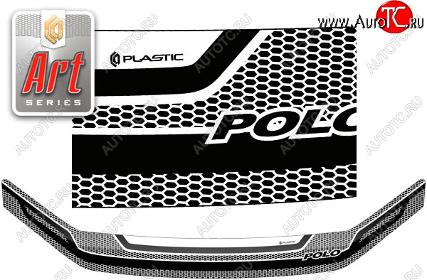2 159 р. Дефлектор капота CA-Plastic  Volkswagen Polo  5 (2015-2020) хэтчбек рестайлинг (Серия Art серебро)  с доставкой в г. Керчь