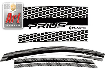 2 199 р. Ветровики дверей Серия Art черная CA Plastic на Toyota Prius Левый руль 2003-2009  с доставкой в г. Керчь. Увеличить фотографию 1