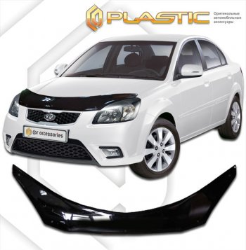 2 399 р. Дефлектор капота (exclusive) Classic черный CA Plastic на Kia Rio седан 2005–2011  с доставкой в г. Керчь. Увеличить фотографию 1