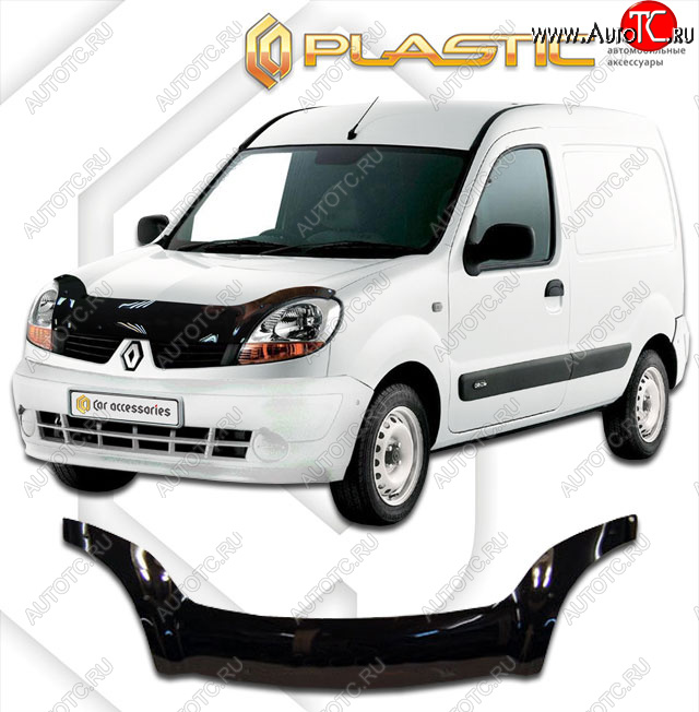 2 399 р. Дефлектор капота (exclusive) Classic черный CA Plastic на Renault Kangoo  2003-2007  с доставкой в г. Керчь
