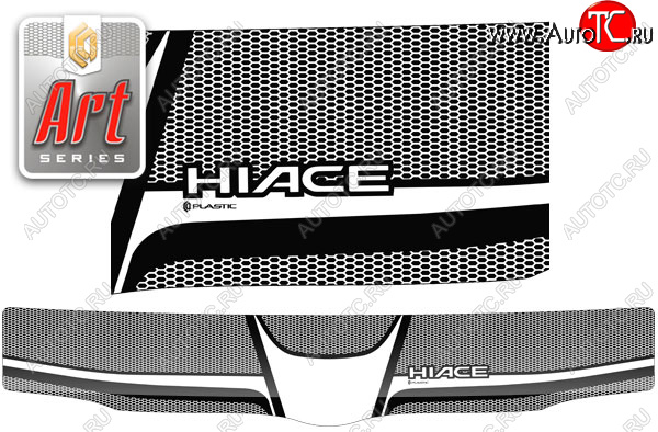 2 599 р. Дефлектор капота (exclusive) Серия Art графит CA Plastic на Toyota Hiace Правый Руль 2004–н.в.   с доставкой в г. Керчь