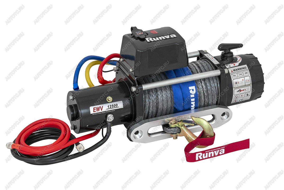93 859 р. Лебёдка электрическая 12V Runva 12500 lbs 5670 кг (синтетический трос) RUNVA ewv12500ssr  с доставкой в г. Керчь