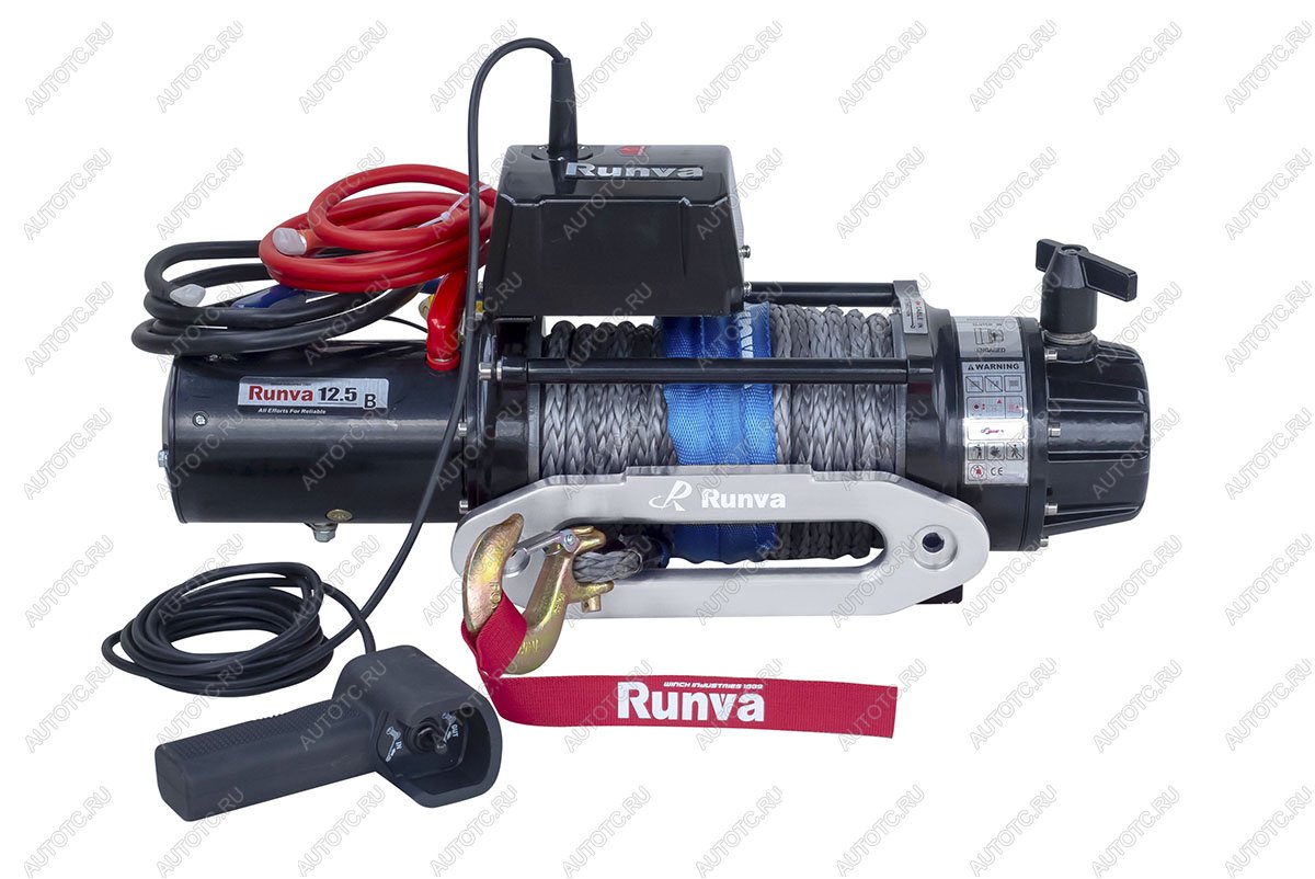 91 459 р. Лебёдка электрическая 24V Runva 12500 lbs 5670 кг (влагозащищенная) синтетический трос RUNVA ewb12500ssr24v  с доставкой в г. Керчь