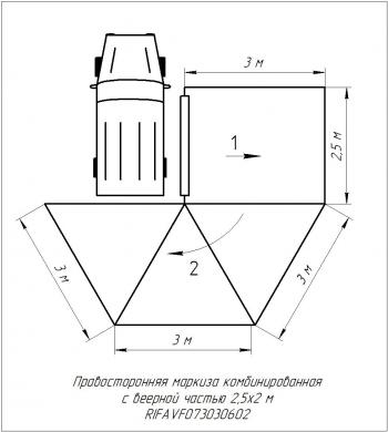 38 089 р. Маркиза автомобильная РИФ комбинированная (прямоугольная с веерной частью) 2.5х3.0 м (правая) РИФ rifavf073030602  с доставкой в г. Керчь. Увеличить фотографию 22