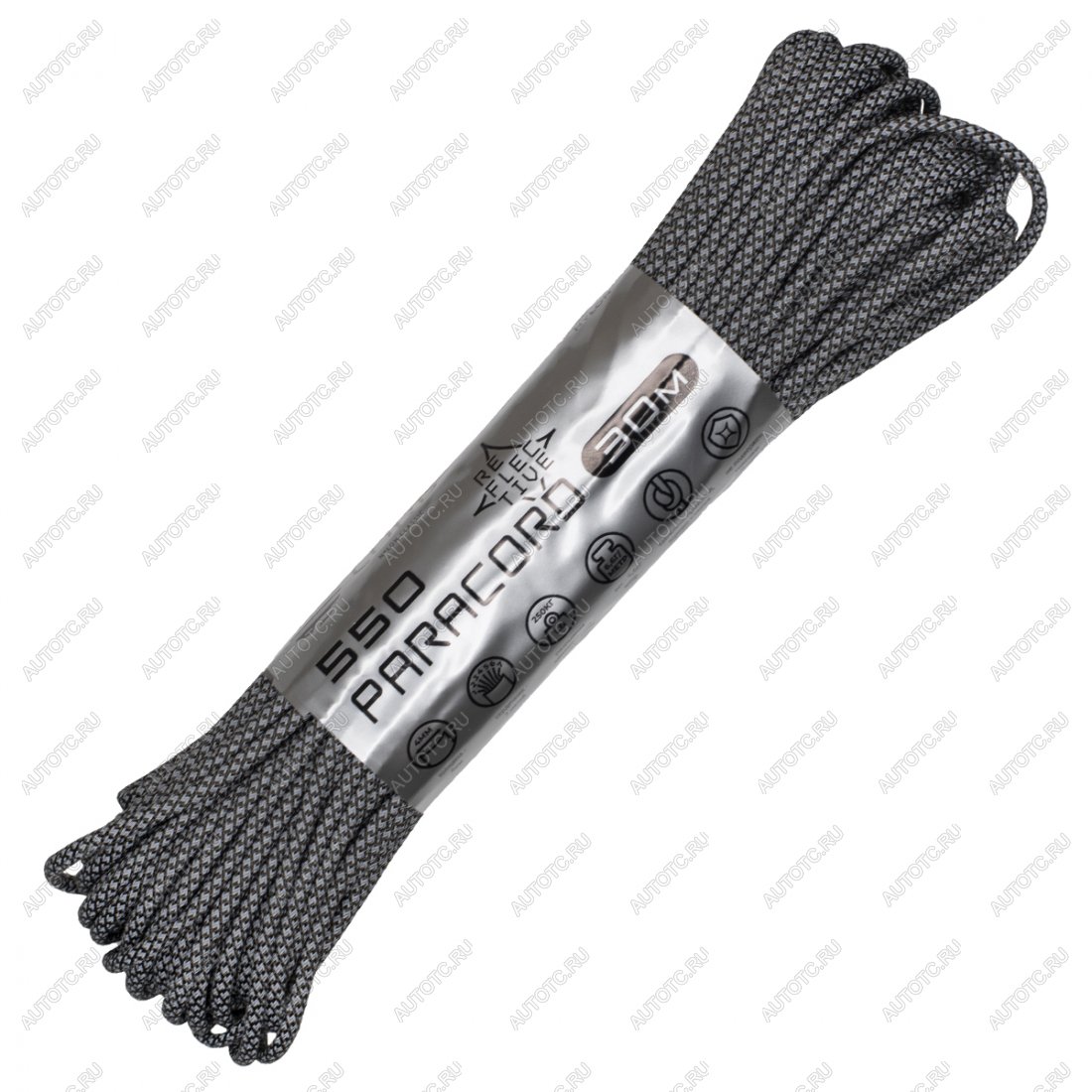 1 219 р. Паракорд 550 CORD nylon 30м SuperReflective (black snake) CORD 550.n30.lm.b.snk  с доставкой в г. Керчь