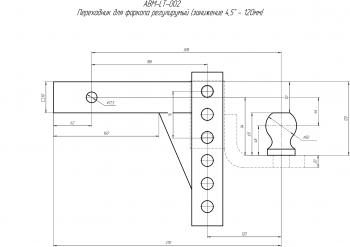 6 679 р. Переходник для фаркопа регулируемый (занижение 4,567,59" - 120157195232 мм) Longteng abm-lt-002  с доставкой в г. Керчь. Увеличить фотографию 2