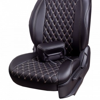 10 299 р.  Комплект чехлов для сидений (РЗС и С 40/60, 2П Орегон) БАЙРОН Lord Autofashion  Chery Amulet (Corda)  A15 (2003-2010) лифтбэк (черный, вставка черная, строчка бежевая)  с доставкой в г. Керчь. Увеличить фотографию 3
