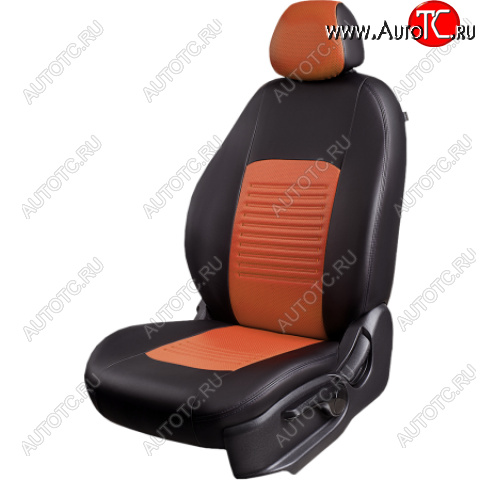 5 999 р. Комплект чехлов для сидений (РЗСиС 50/50, 2П Илана+Орегон) ТУРИН Lord Autofashion  Chery Tiggo T11 (2005-2013) дорестайлинг (черный, вставка коричневая, строчка коричневая)  с доставкой в г. Керчь