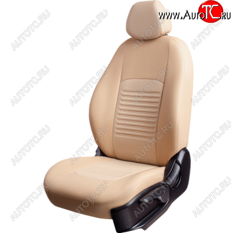 5 799 р. Комплект чехлов для сидений (РЗС 60/40, 3Г Илана+Орегон) ТУРИН Lord Autofashion  Chery Tiggo 3x (2017-2020) дорестайлинг (бежевый, вставка бежевая, строчка бежевая)  с доставкой в г. Керчь