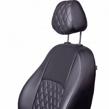 9 449 р. Комплект чехлов сидений (РЗС 60/40 3Г Илана+Орегон) Турин РОМБ Lord Autofashion  Chery Tiggo 4 (2017-2020) дорестайлинг (черный, вставка черная, строчка черная)  с доставкой в г. Керчь. Увеличить фотографию 2