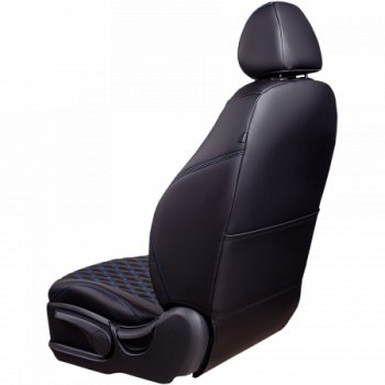 19 649 р. Чехлы сидений (РЗС 60/40, подлок., 3Г, Орегон) БАЙРОН Lord Autofashion  Chery Tiggo 7 PRO (2019-2025) (черный, вставка черная, строчка синяя)  с доставкой в г. Керчь. Увеличить фотографию 6