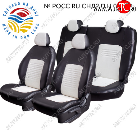 9 449 р. Чехлы сидений (Экокожа ИЛАНА+ОРЕГОН) LordAuto   Chery Tiggo T11 (2013-2016), Vortex Tingo (2010-2014) (Черный+белый)  с доставкой в г. Керчь