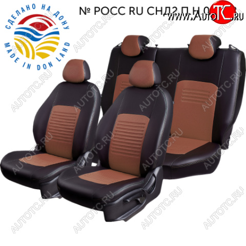 4 999 р.  Комплект чехлов сидений Lord Auto(Экокожа) Chevrolet Aveo T200 хэтчбек 5 дв (2002-2008) (Черный+темно-коричневый)  с доставкой в г. Керчь