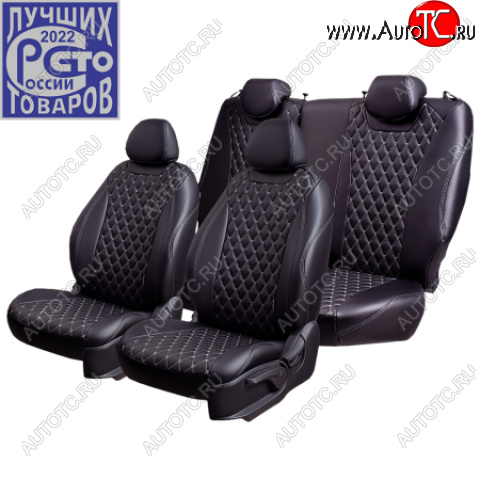 18 549 р. Комплект чехлов сидений Lord Auto(Экокожа)  Chevrolet Aveo ( T200,  T250) (2002-2011) хэтчбек 5 дв, седан, седан рестайлинг, хэтчбек 5 дв рестайлинг (Черный)  с доставкой в г. Керчь