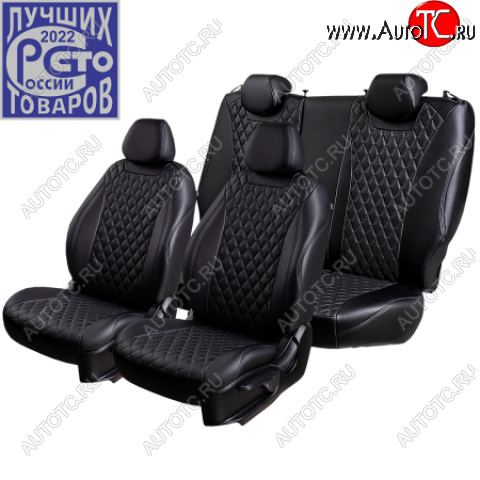 13 399 р. Комплект чехлов сидений Lord Auto(Экокожа Ромб) Chevrolet Aveo T200 хэтчбек 5 дв (2002-2008) (Черный)  с доставкой в г. Керчь