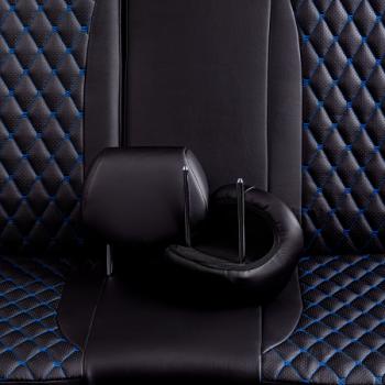 18 549 р. Комплект чехлов для сидений (РЗСиС 40/60 ЗГ Орегон) БАЙРОН Lord Autofashion  Chevrolet Spark  M300 (2010-2015), Ravon R2 (2016-2025) (черный, вставка черная, строчка синяя)  с доставкой в г. Керчь. Увеличить фотографию 7