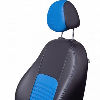 9 449 р. Комплект чехлов для сидений ( N100, ЦЗС, Экокожа Илана+Орегон), Lord Autofashion ТУРИН Daewoo Nexia дорестайлинг (1995-2008) (Черный, вставка синяя, строчка синяя)  с доставкой в г. Керчь. Увеличить фотографию 4