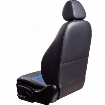 9 449 р. Комплект чехлов для сидений ( N100, ЦЗС, Экокожа Илана+Орегон), Lord Autofashion ТУРИН Daewoo Nexia дорестайлинг (1995-2008) (Черный, вставка синяя, строчка синяя)  с доставкой в г. Керчь. Увеличить фотографию 5