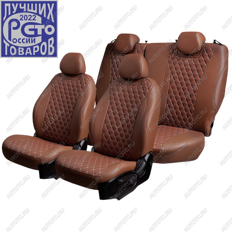 19 649 р. Чехлы для сидений (РЗС60/40, Экокожа Орегон) БАЙРОН Lord Auto  Ford Focus  3 (2010-2019) универсал дорестайлинг, хэтчбэк дорестайлинг, седан дорестайлинг, седан рестайлинг, универсал рестайлинг, хэтчбэк рестайлинг (темно-коричневый/бежевый)  с доставкой в г. Керчь