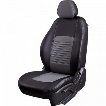 6 749 р. Чехлы для сидений (РЗС60/4, Экокожа Илана+Орегон) ТУРИН Lord Auto  Geely Emgrand X7 (2019-2021) 2-ой рестайлинг (черный/серый)  с доставкой в г. Керчь. Увеличить фотографию 2